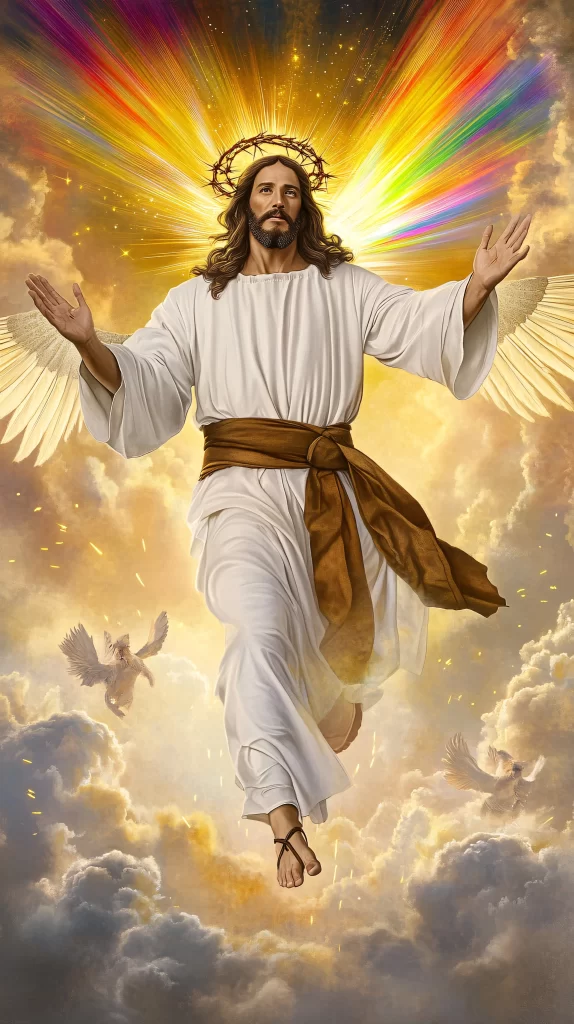 Jesus Ascension Golden Light Sky 711