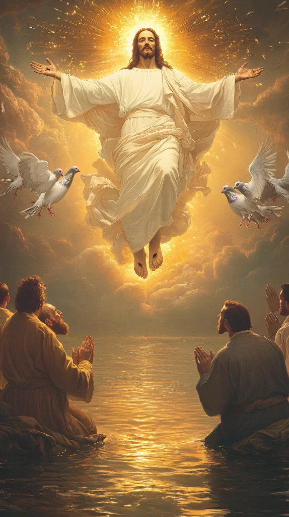 Jesus Ascension Golden Light Sky 717