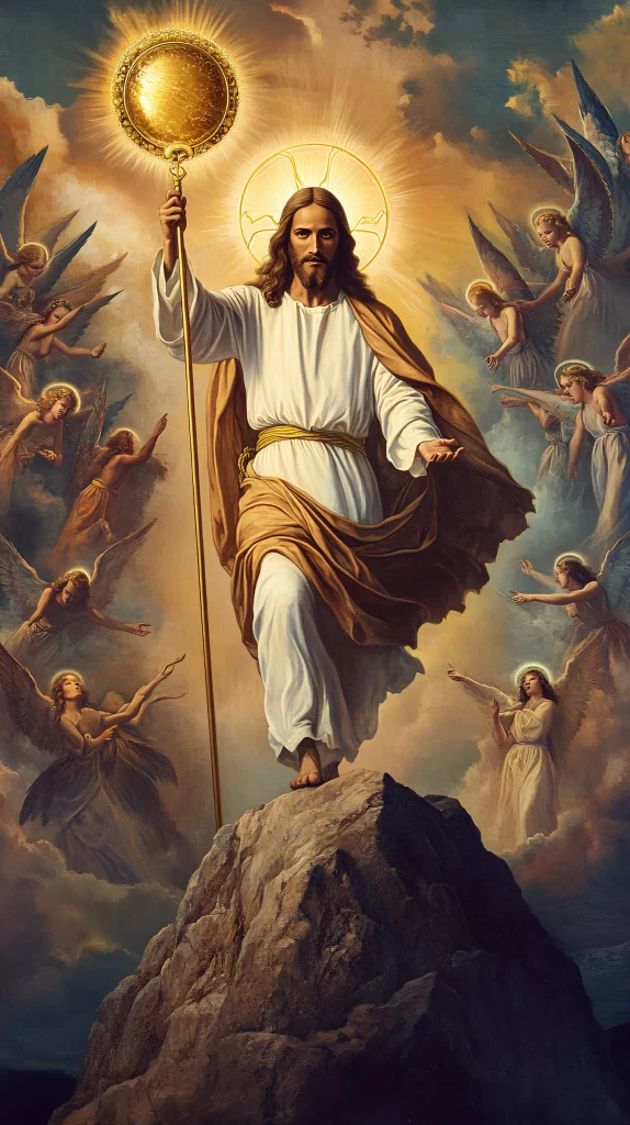 Jesus Ascension Golden Light Sky 721