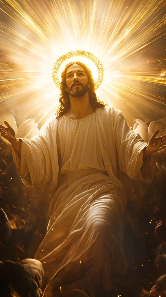 Jesus Ascension Golden Light Sky 722