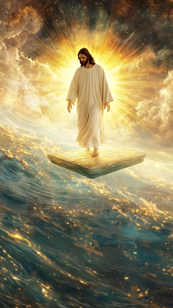 Jesus Ascension Golden Light Sky 729