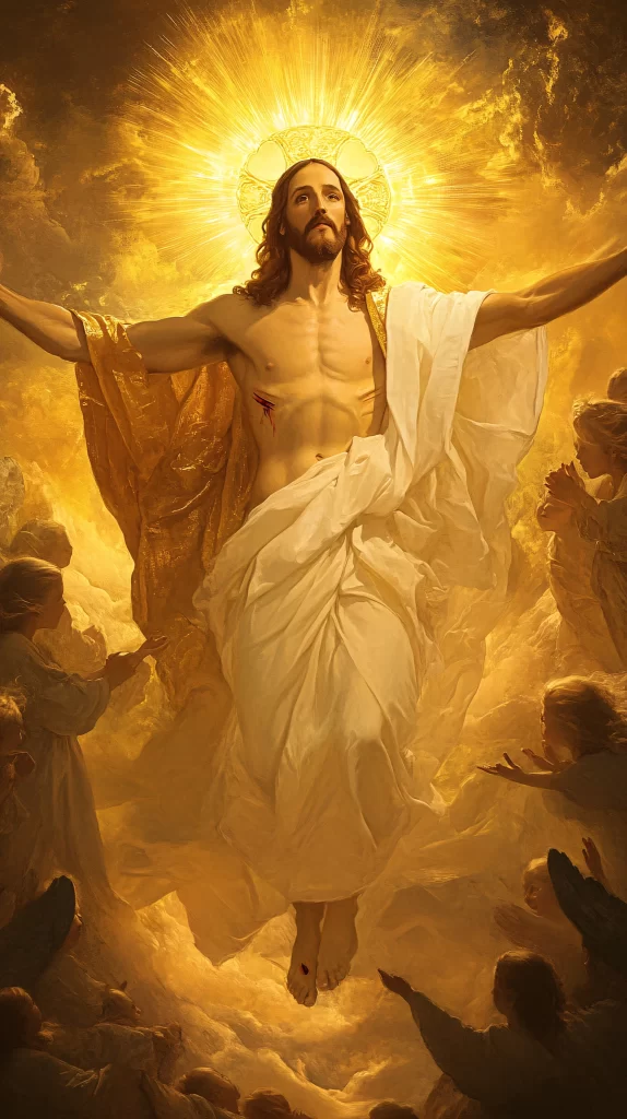 Jesus Ascension Golden Light Sky 736