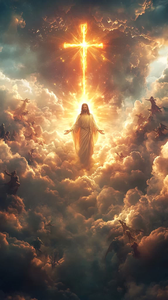 Jesus Ascension Golden Light Sky 741