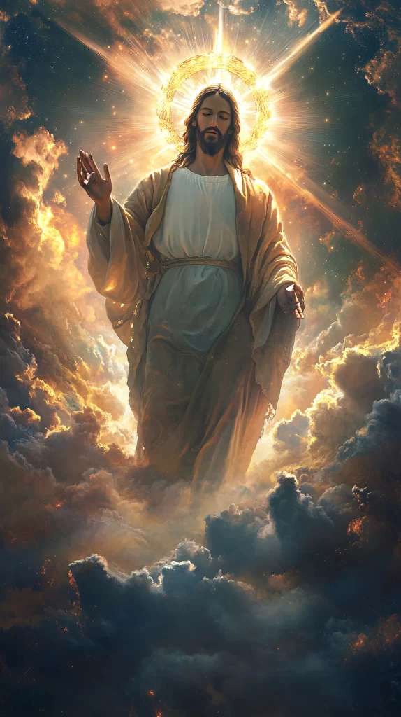 Jesus Ascension Golden Light Sky 746