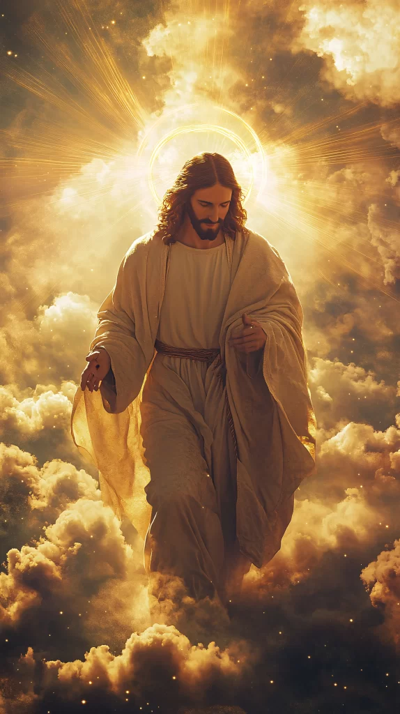 Jesus Ascension Golden Light Sky 756