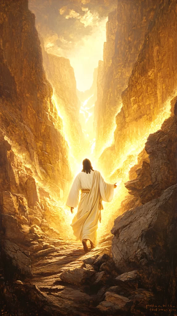 Jesus Ascension Golden Light Sky 758