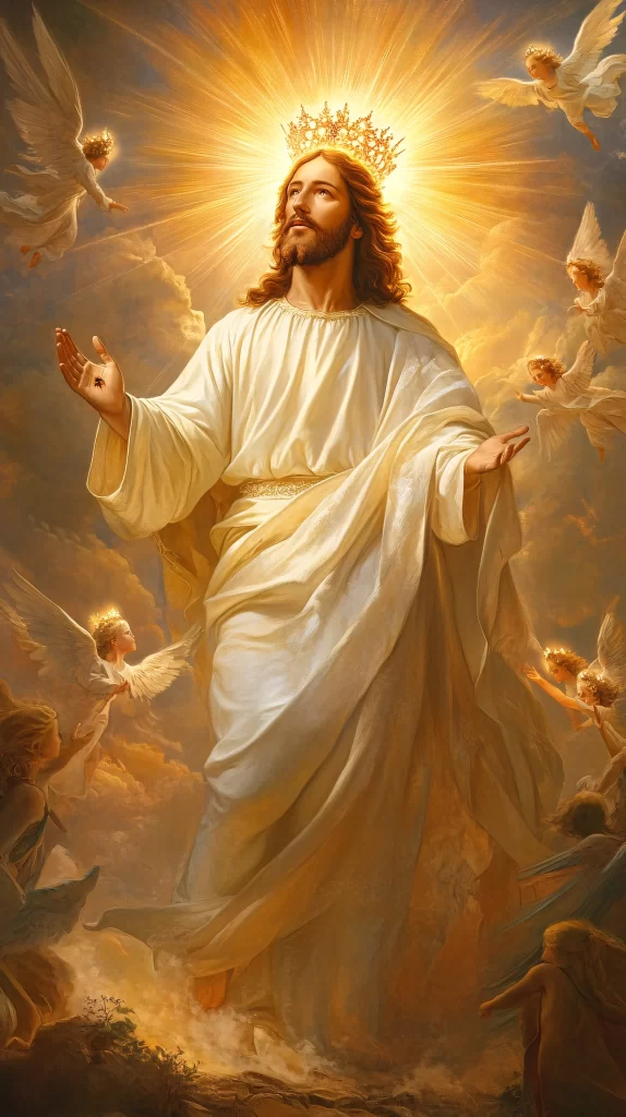 Jesus Ascension Golden Light Sky 765