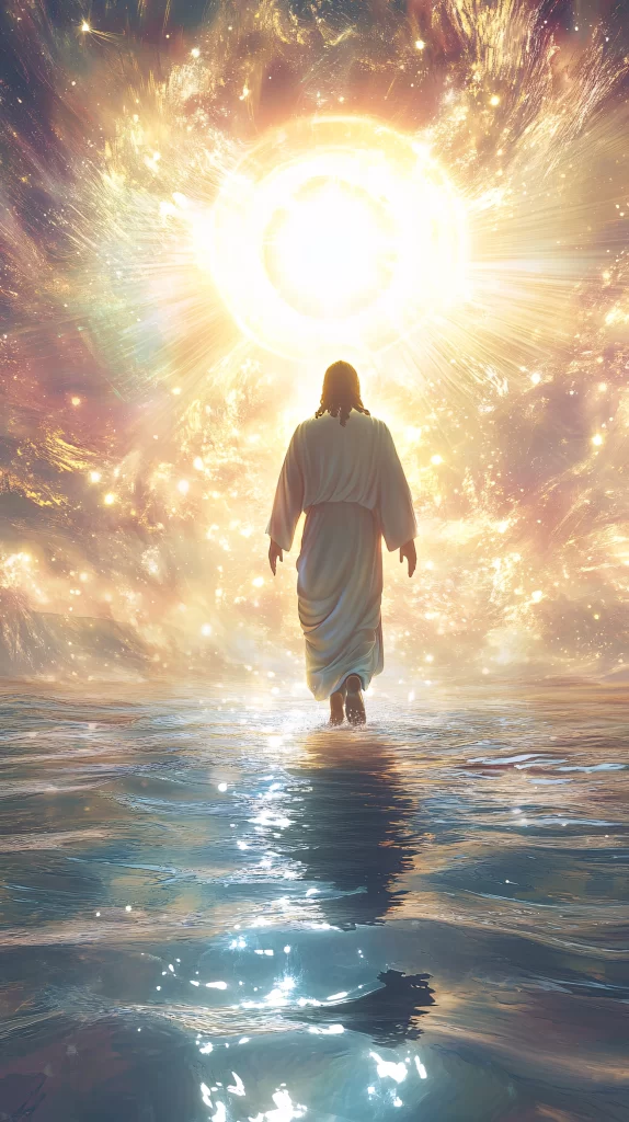 Jesus Ascension Golden Light Sky 782