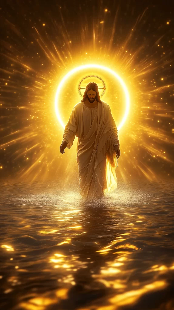 Jesus Ascension Golden Light Water 794