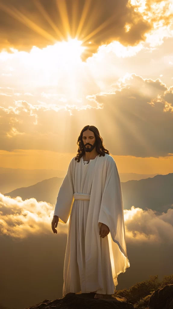 Jesus Ascension Golden Light Sky 795