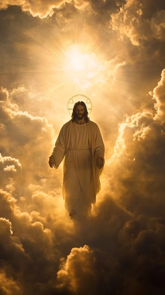 Jesus Ascension Golden Light Sky 796