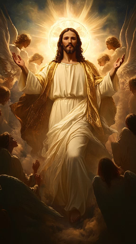 Jesus Ascension Golden Light Sky 800