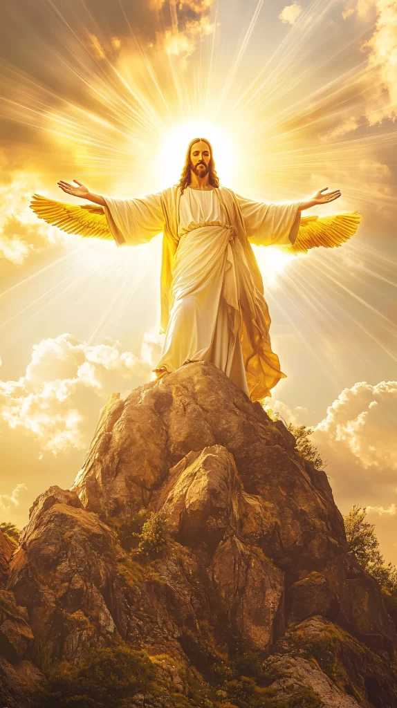 Jesus Ascension Golden Light Sky 801