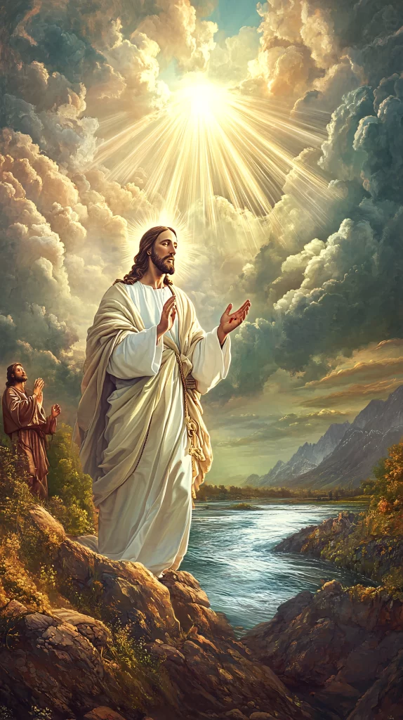 Jesus Ascension Golden Light Sky 808