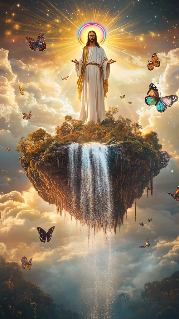Jesus Ascension Golden Light Sky 810