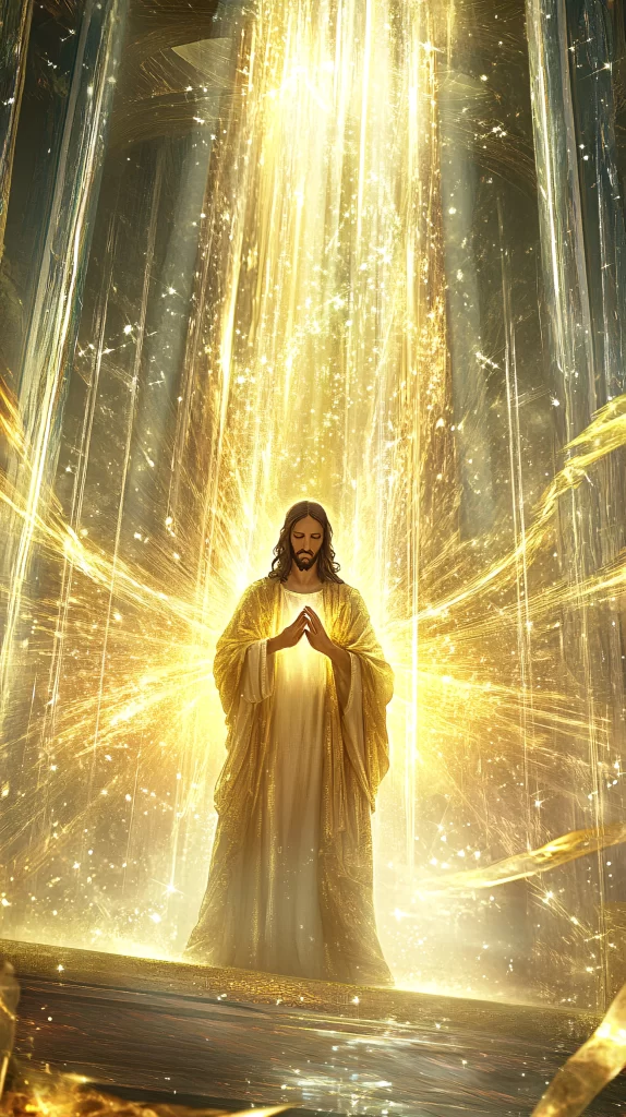 Jesus Ascension Golden Light Sky 817