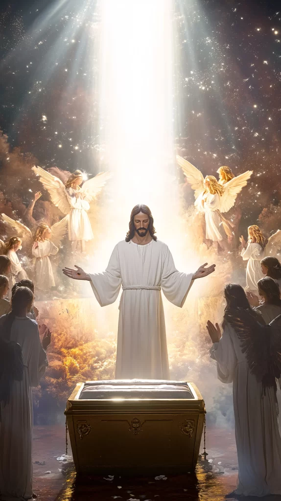 Jesus Ascension Golden Light Sky 829