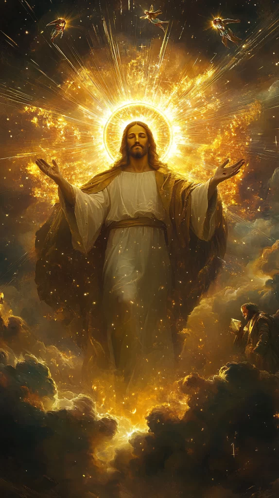 Jesus Ascension Golden Light Sky 830