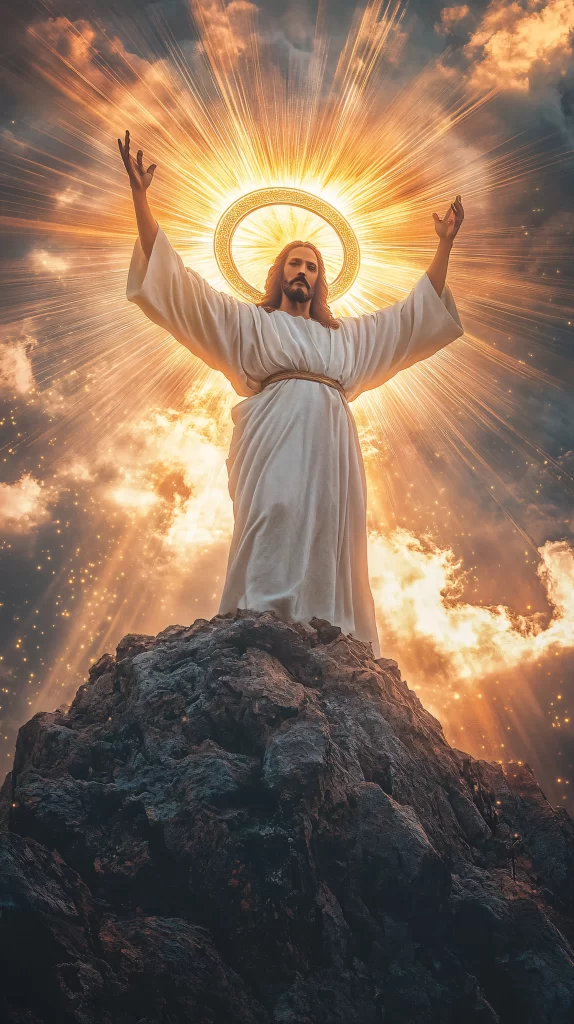Jesus Ascension Golden Light Sky 832