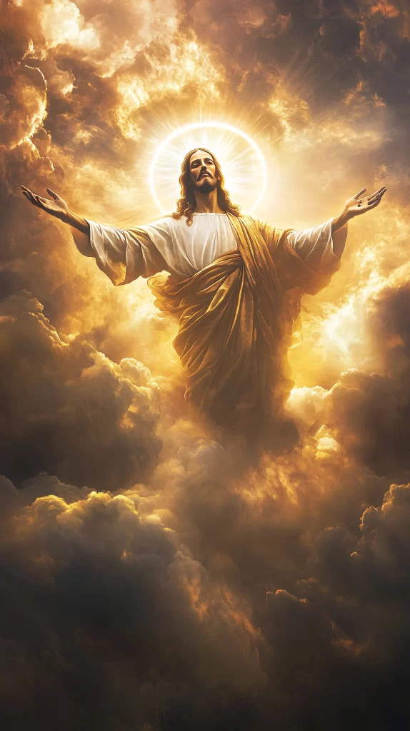 Jesus Ascension Golden Light Sky 834