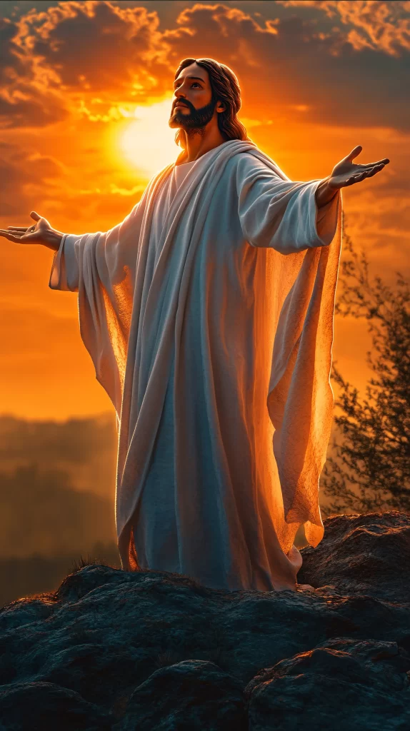 Jesus Ascension Golden Light Sky 838