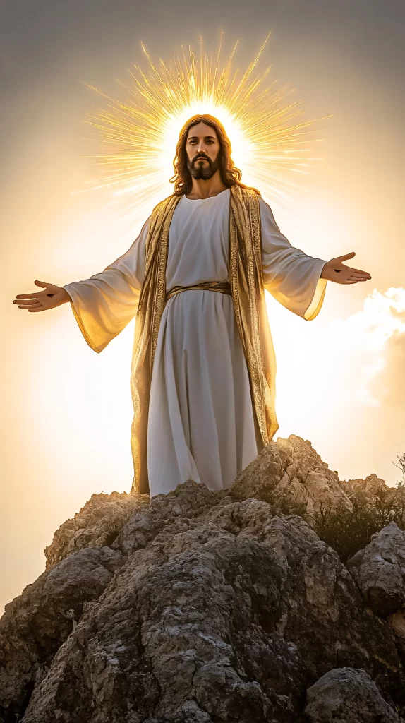 Jesus Ascension Golden Light Sky 840