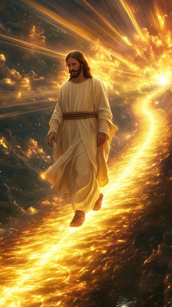Jesus Ascension Golden Light Sky 852