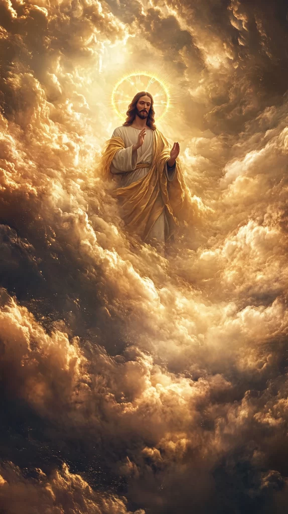 Jesus Ascension Golden Light Sky 853