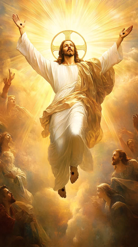 Jesus Ascension Golden Light Sky 862