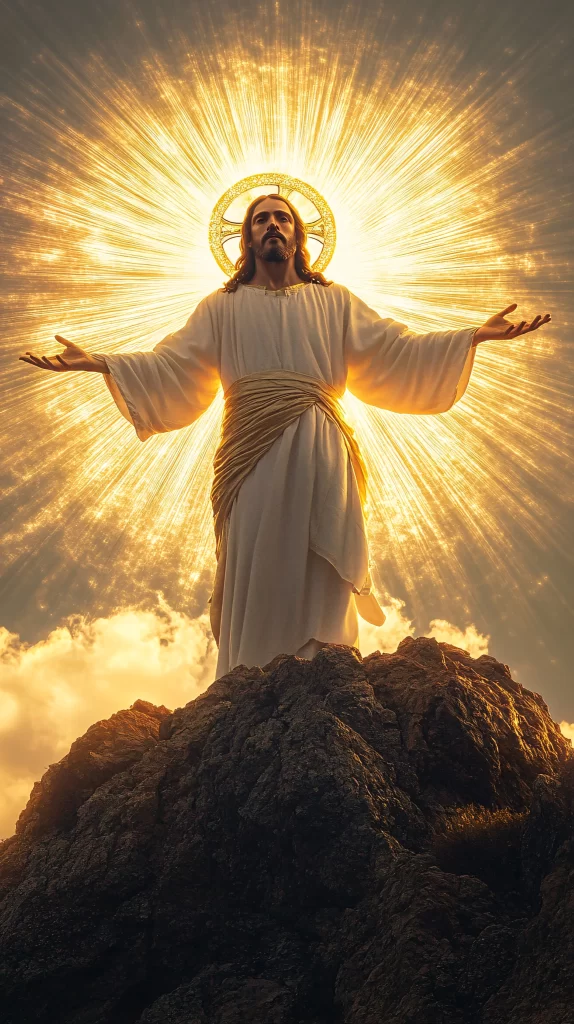 Jesus Ascension Golden Light Sky 869