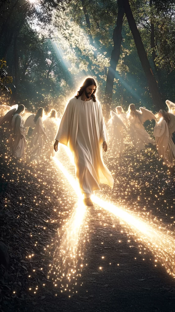 Jesus Ascension Golden Light Angels 874