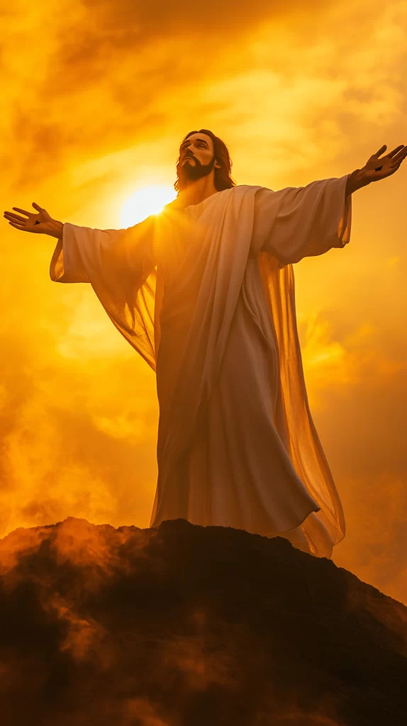 Jesus Ascension Golden Light Sky 875