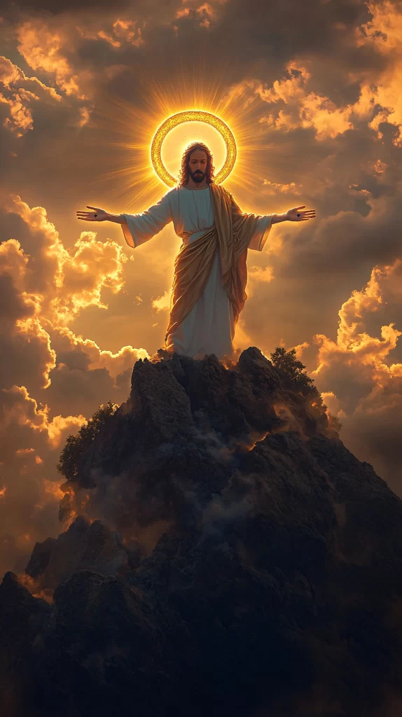 Jesus Ascension Golden Light Sky 876