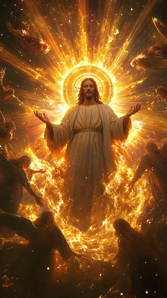 Jesus Ascension Golden Light Sky 882