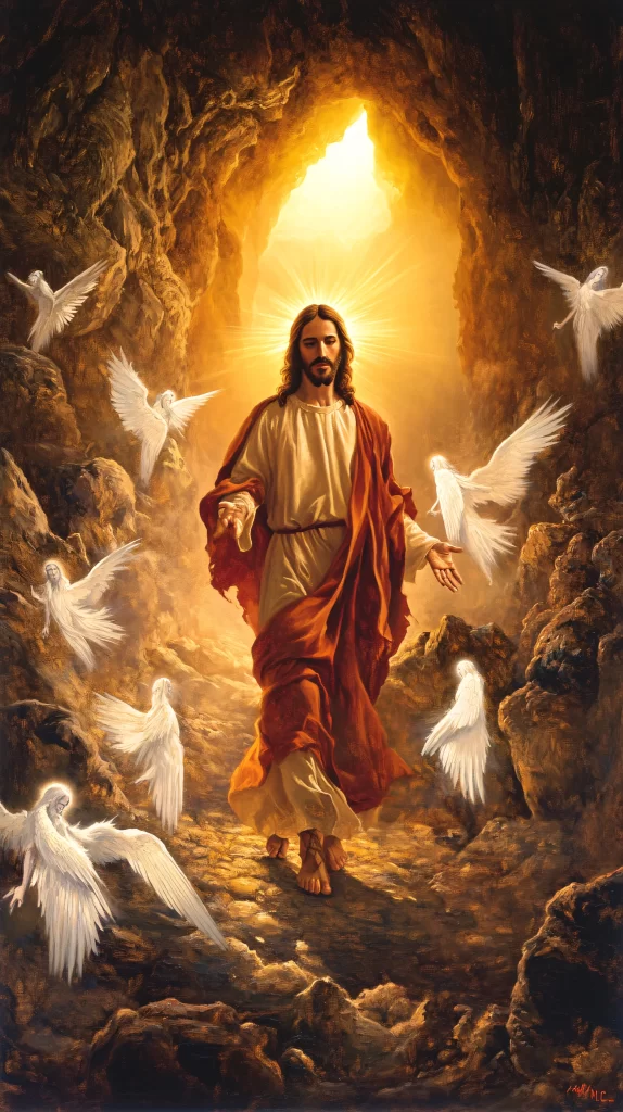 Jesus Ascension Golden Light Angels 895