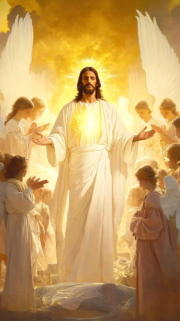 Jesus Ascension Golden Light Angels 902