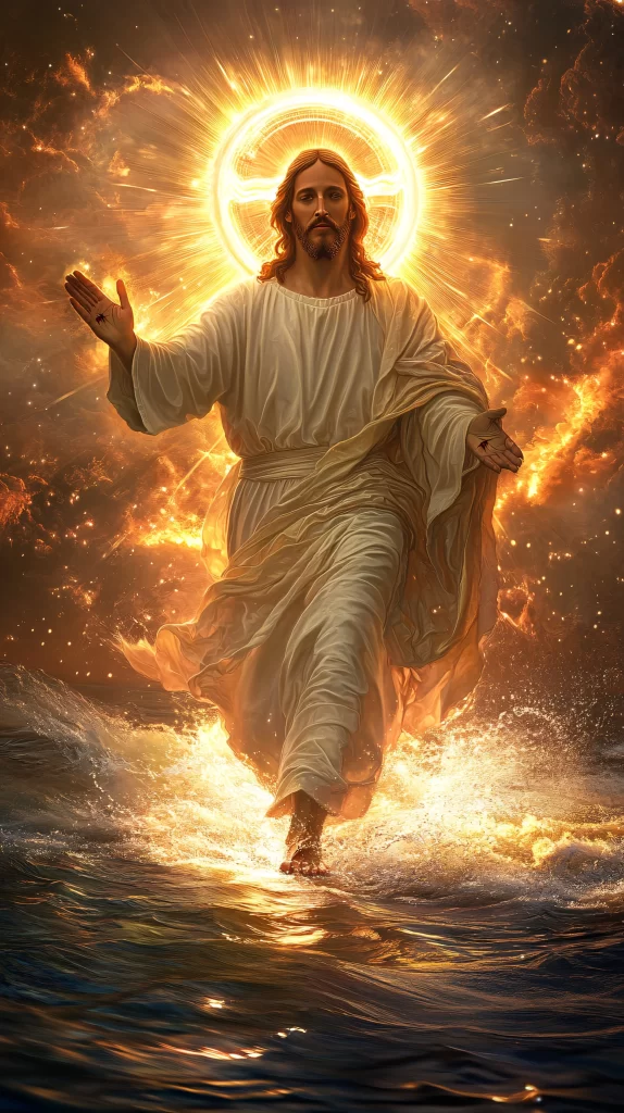 Jesus Ascension Golden Light Water 906