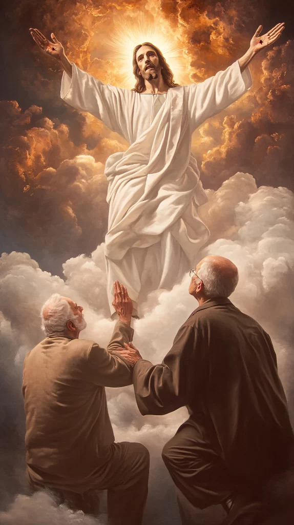 Jesus Ascension Golden Light Sky 908