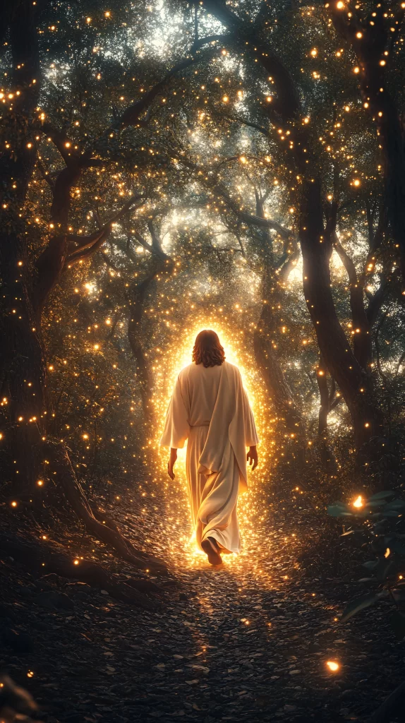 Jesus Ascension Golden Light Forest 910