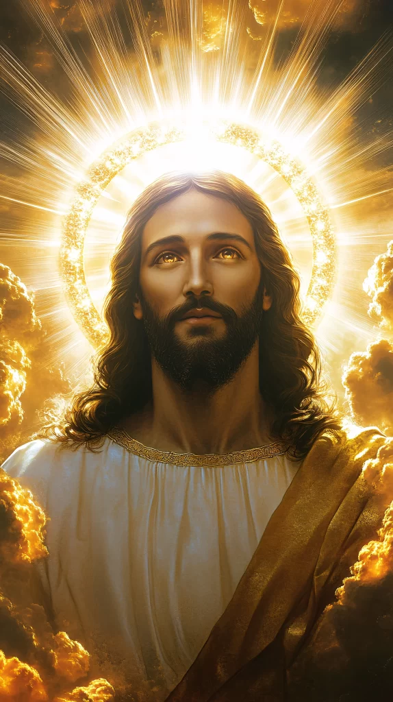 Jesus Ascension Golden Light Sky 914