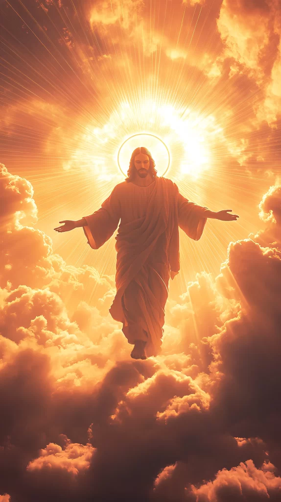 Jesus Ascension Golden Light Sky 927