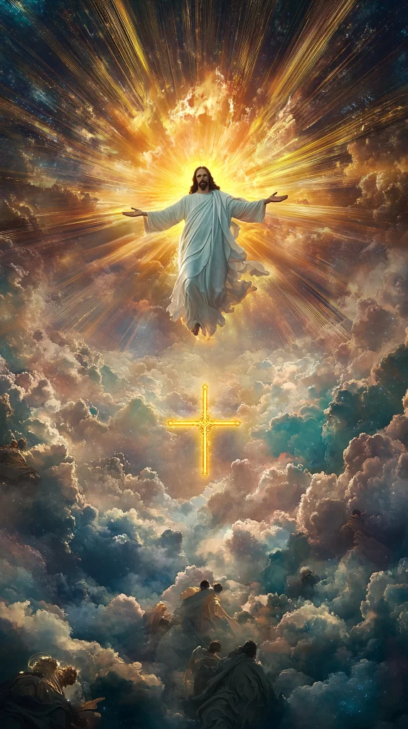 Jesus Ascension Golden Light Sky 929