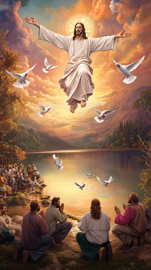 Jesus Ascension Golden Light Sky 930