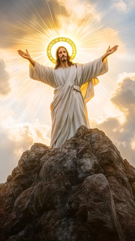 Jesus Ascension Golden Light Sky 940