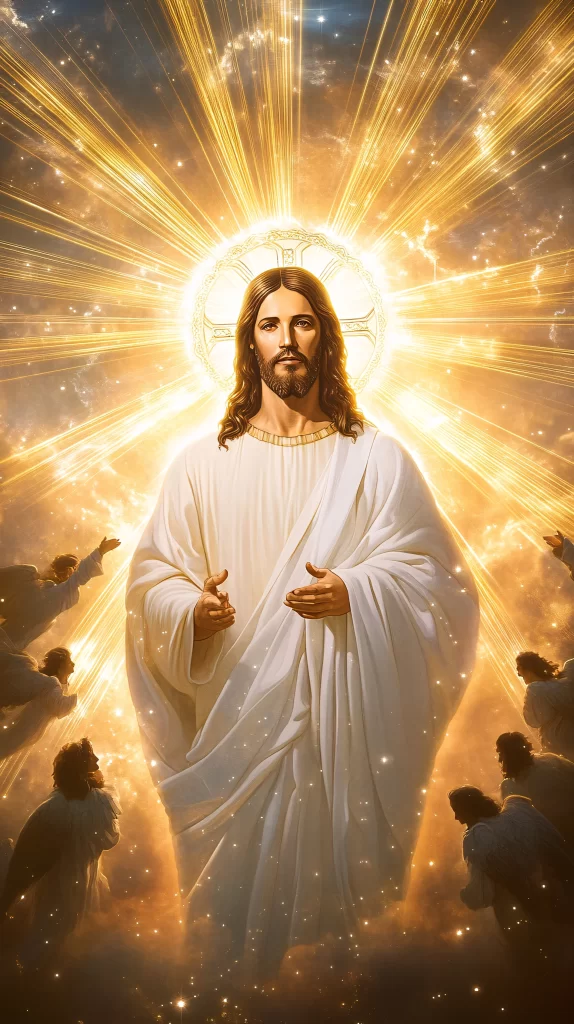 Jesus Ascension Golden Light Sky 942