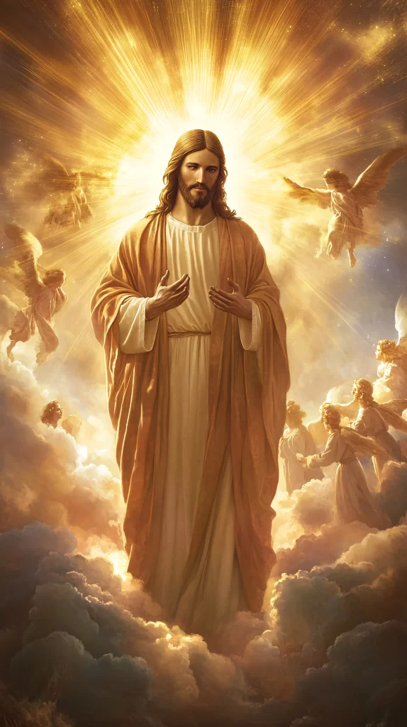 Jesus Ascension Golden Light Sky 943