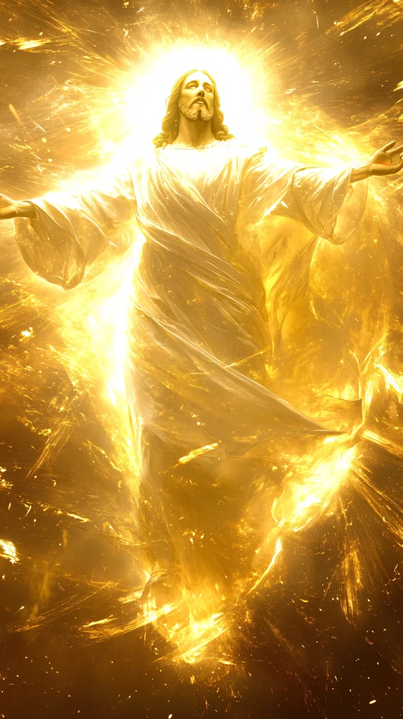 Jesus Ascension Golden Light Sky 962