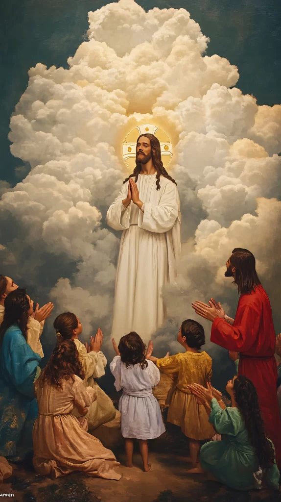 Jesus Ascension Golden Light Sky 963