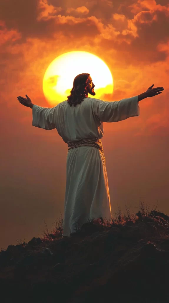 Jesus Ascension Golden Light Sky 988