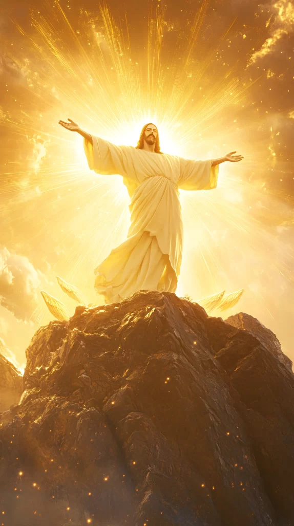 Jesus Ascension Golden Light Sky 990